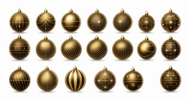 Photo elegant gold christmas ornaments with intricate patterns