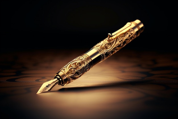 Elegant gold filigree on a classic fountain pen me 00256 00