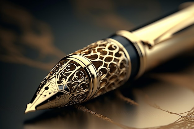 Elegant gold filigree on a classic fountain pen me 00256 02