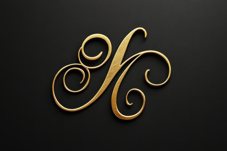 Elegant Gold Foil Script Typography on Black Background for Luxurious Designs
