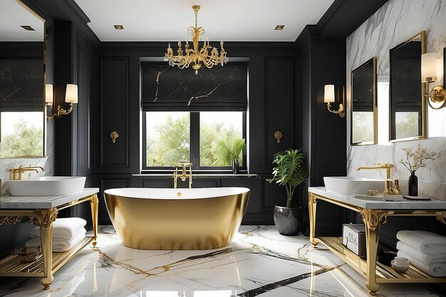 Elegant Gold and Marble Bathroom