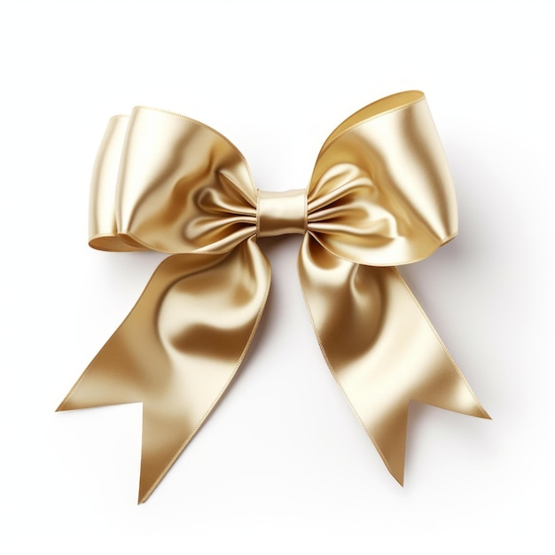 Elegant Gold Ribbon Bow on a pristine white