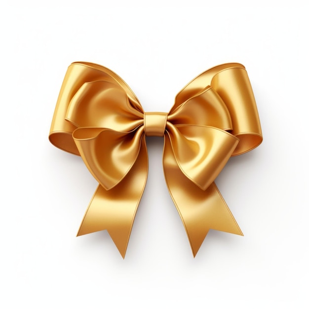 Elegant Gold Ribbon Bow on a pristine white