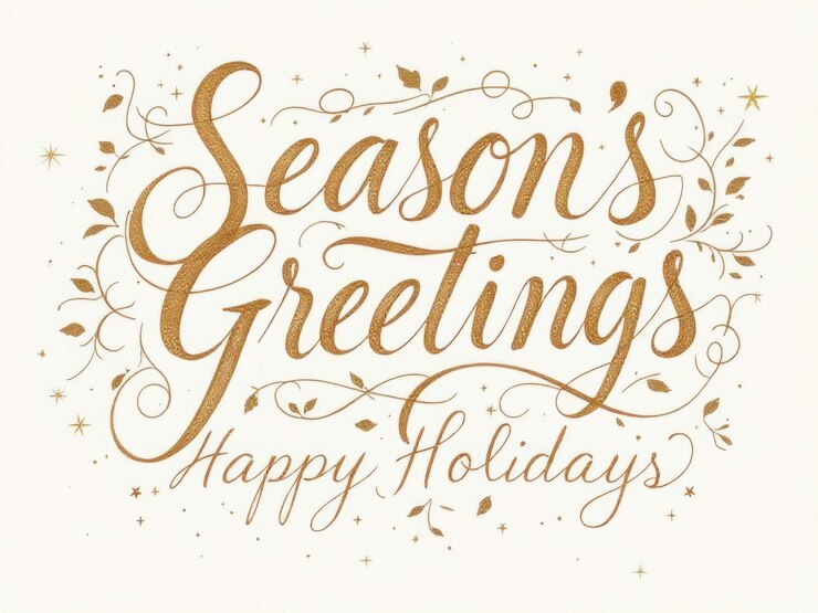 Photo elegant gold seasons greetings lettering celebrating happy holidays
