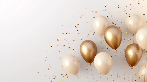 Elegant golden balloon Happy Birthday celebration card banner template Generative Ai