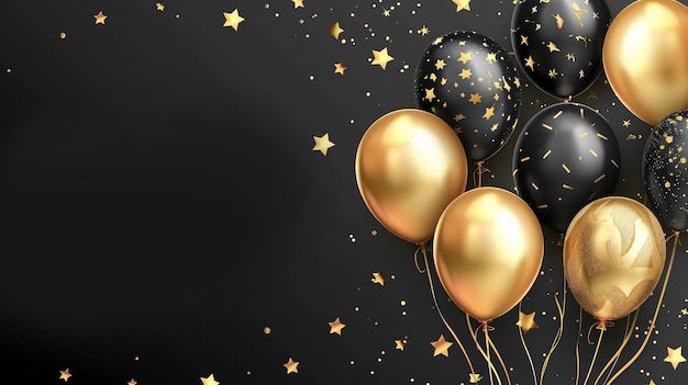 Elegant golden balloon Happy Birthday celebration card banner template