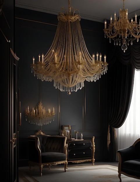 Elegant Golden Chandelier Image A Captivating Illumination