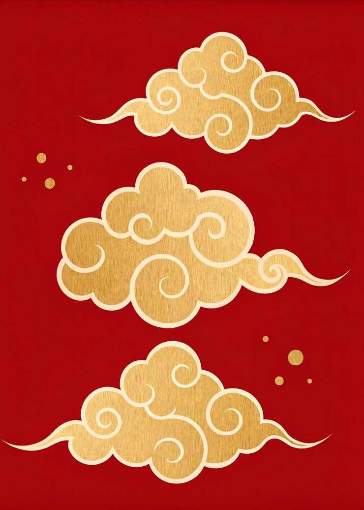 Photo 中国 の 新年 の ため の 優雅 な 金色 の 雲 の モチーフ
