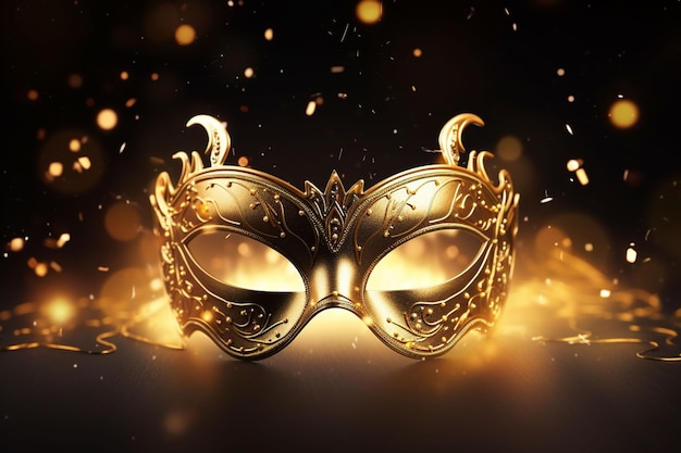 Photo elegant golden maskon for carnival