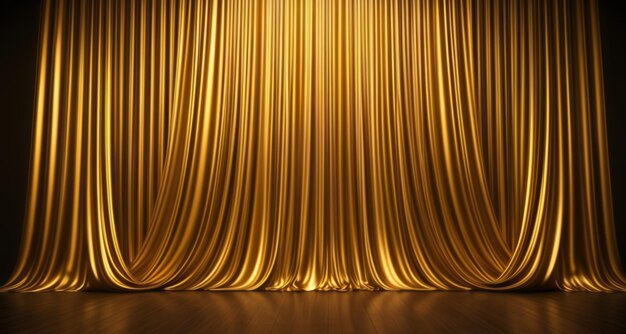 優雅な金色の劇場のカーテンが 壮大な公演の準備ができています