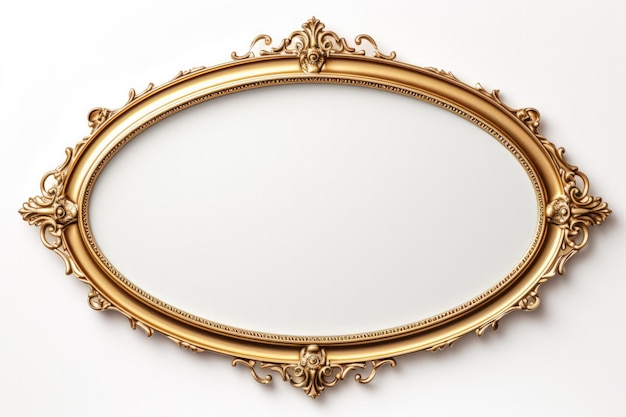 Elegant gouden spiegelframe geïsoleerd op witte achtergrond antieke ovale vorm