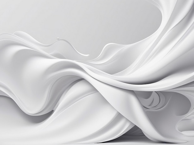 Elegant gray fluid white background 3d render waves shapes marble pattern texture