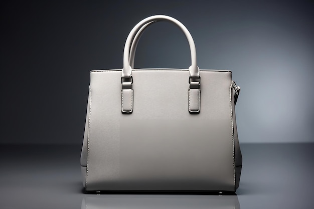 Elegant Gray Leather Handbag on Gray Generative AI