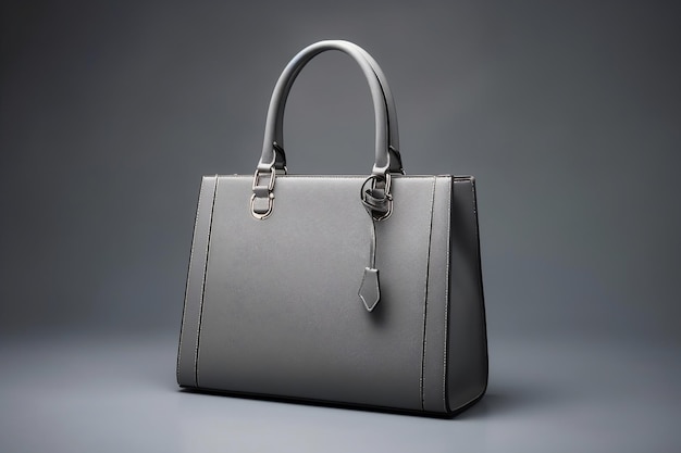 Elegant Gray Leather Handbag on Gray Generative AI