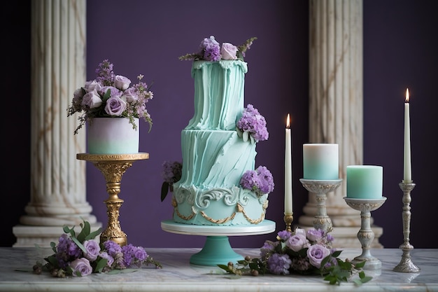 Photo elegant grecian pillar wedding cakes