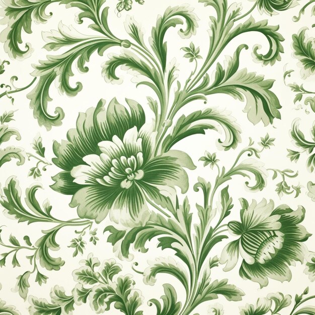 Elegant Green Floral Pattern Design AI Generated photo