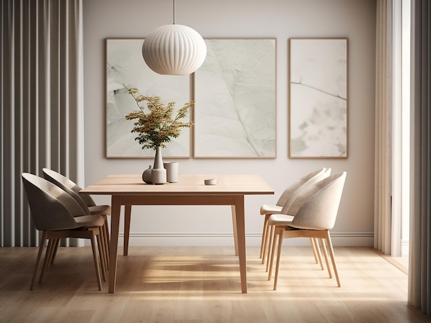 Elegant grey dining room with sleek furniture AI Generation