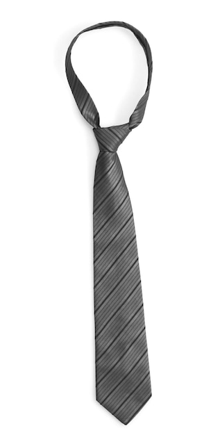 Photo elegant grey tie isolated on white