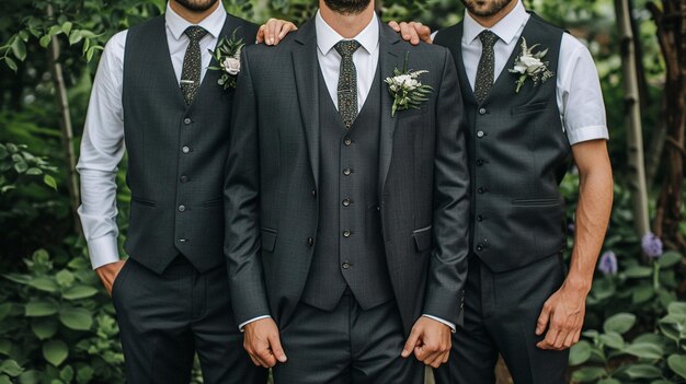 Photo elegant groomsmen attire