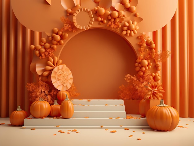 elegant halloween podium 3d realistic