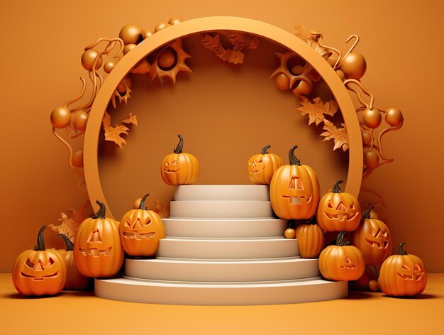 elegant halloween podium 3d realistic