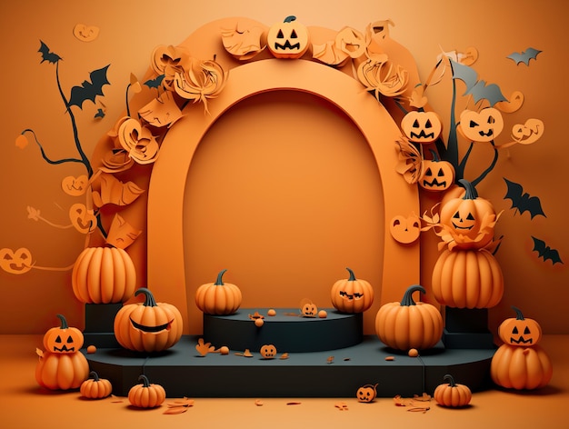 elegant halloween podium 3d realistic