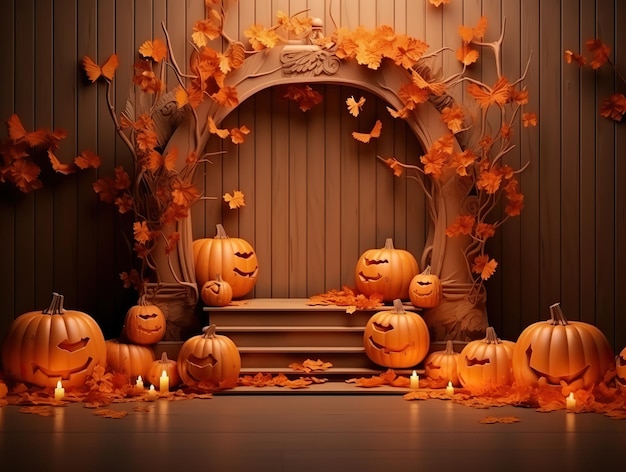 Elegant halloween podium 3d realistic