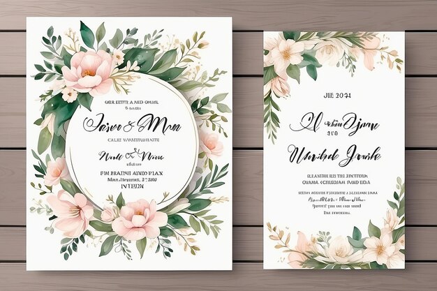 Photo elegant hand drawing wedding invitation beautiful floral design