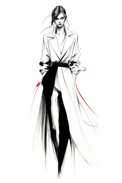 Elegant HandDrawn Fashion Sketch AI Generated