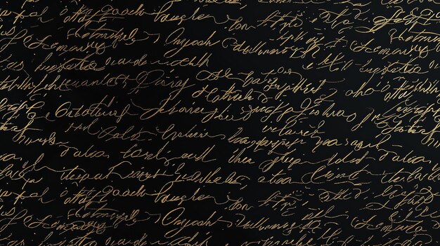 Photo elegant handwritten golden cursive script on black background