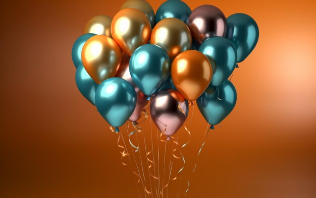 elegant happy birthday with realistic balloons