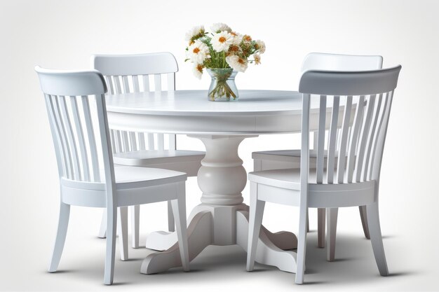 Foto elegant haven white table quattro sedie su una superficie bianca o trasparente png sfondo trasparente