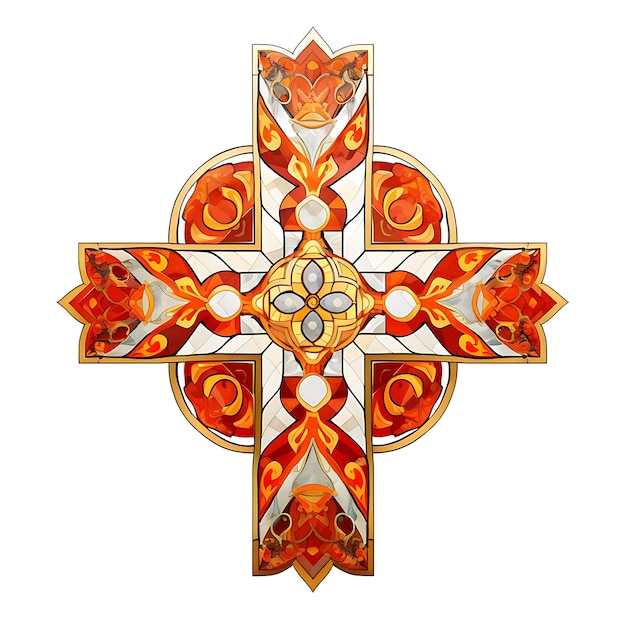 Elegant Heilig Kruis Messing Materiaal Met Mozaïektegel Ontwerp Een Gelukkig Palmzondag Frame Waterverf Art