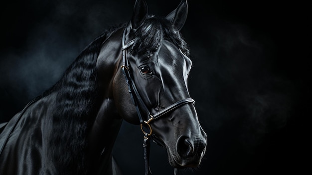 Elegant horse portrait on black background