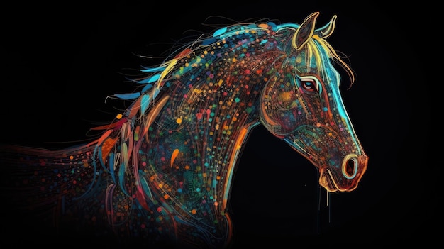 Elegant Horse Silhouette on Futuristic Abstract Background