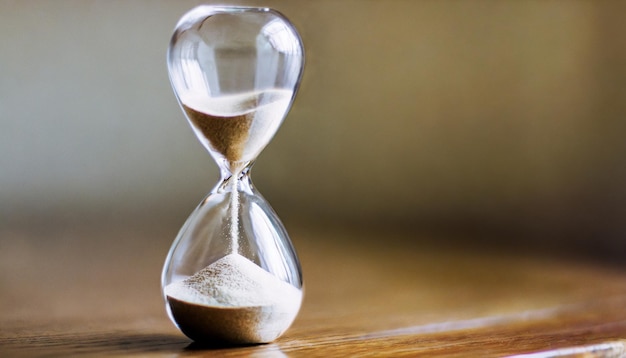 Elegant hourglass with flowing sand symbolizing passing time and the concept of a timekeeper in a l