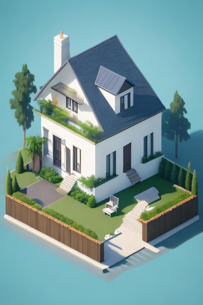 Elegant house isometric photograph