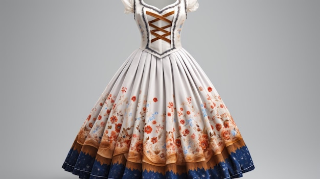 An elegant illustration of a traditional dirndl dress to commemorate Oktoberfest