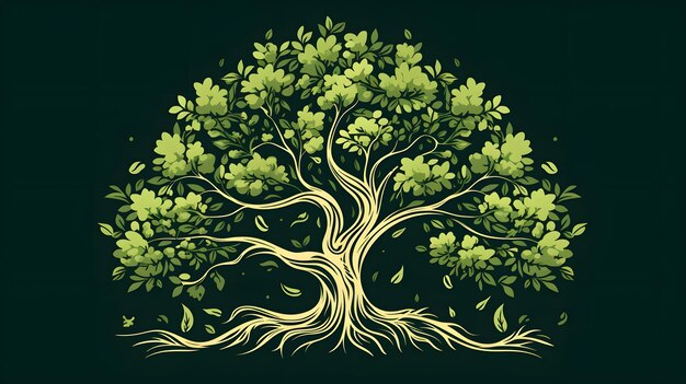 Foto elegante illustrazione di un albero generativo ai