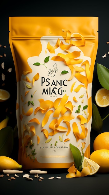 Elegant Indiase Mango Lassi Mango Slices Pistachios Zilveren folie Linin Trendy achtergrond lay-out