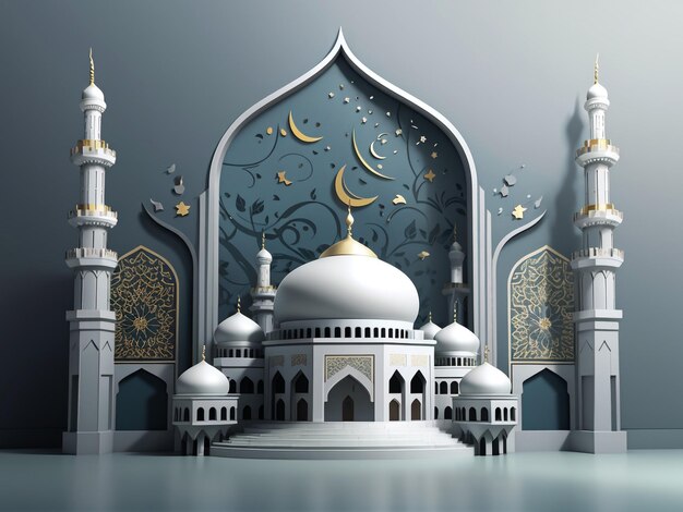 Elegant Islamic Background for a Gray Mosque