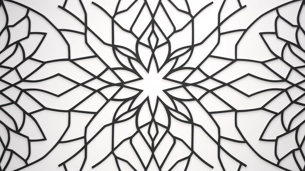 Elegant Islamic Pattern Background Black Lines on White Mosque Art for Ramadan and Eid Flat Desig