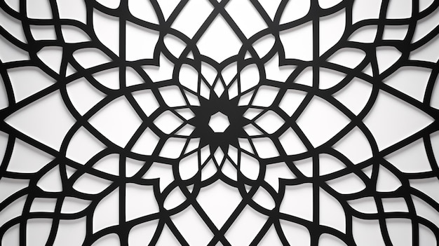 Elegant Islamic Pattern Background Black Lines on White Mosque Art for Ramadan and Eid Flat Desig