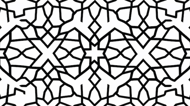 Elegant Islamic Pattern Background Black Lines on White Mosque Art for Ramadan and Eid Flat Desig