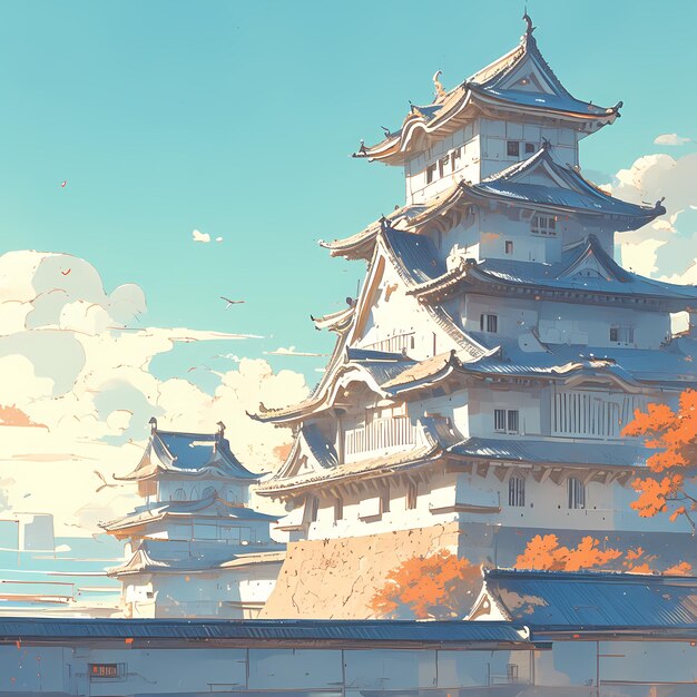 Elegant Japanese Castle Illustration