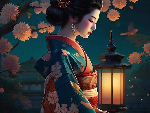 Foto un'elegante geisha giapponese