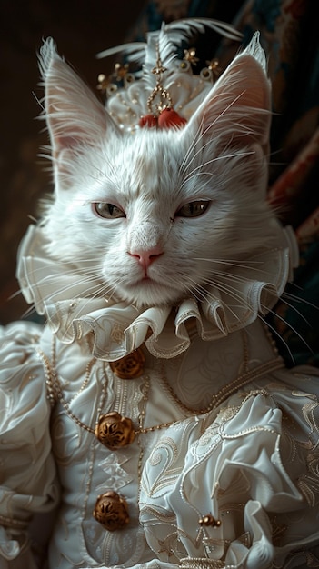 Foto elegant kitty un gatto con una sciarpa a righe generato dall'ai