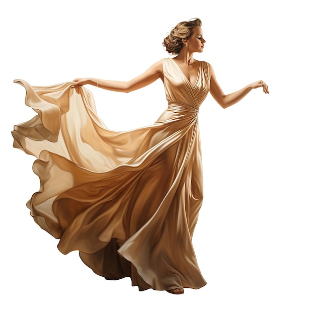 Photo elegant lady in a ballgown dancing pose