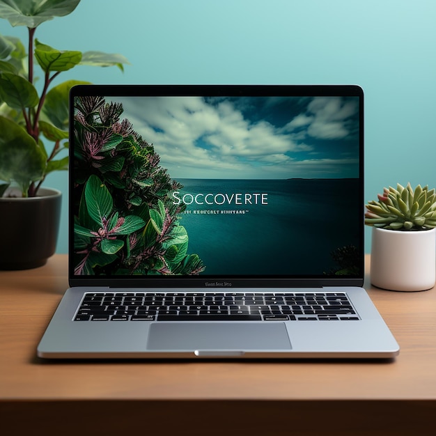 Elegant Laptop Mockup with Minimalist Desk Background