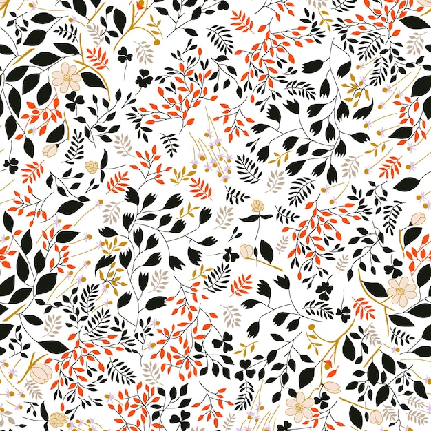 elegant leaf seamless pattern with tree branches leaves pattern in doodles style endless print